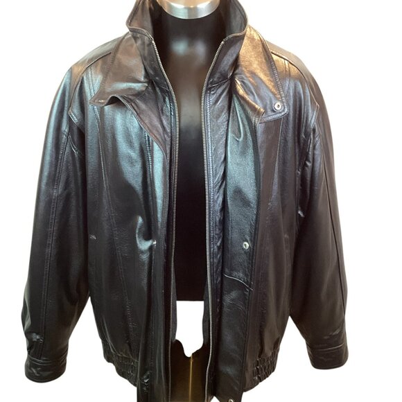 Wilsons Leather Moto Bomber Mens 3X Genuine Leather Jacket Wool Thinsulate Insul - Picture 8 of 16